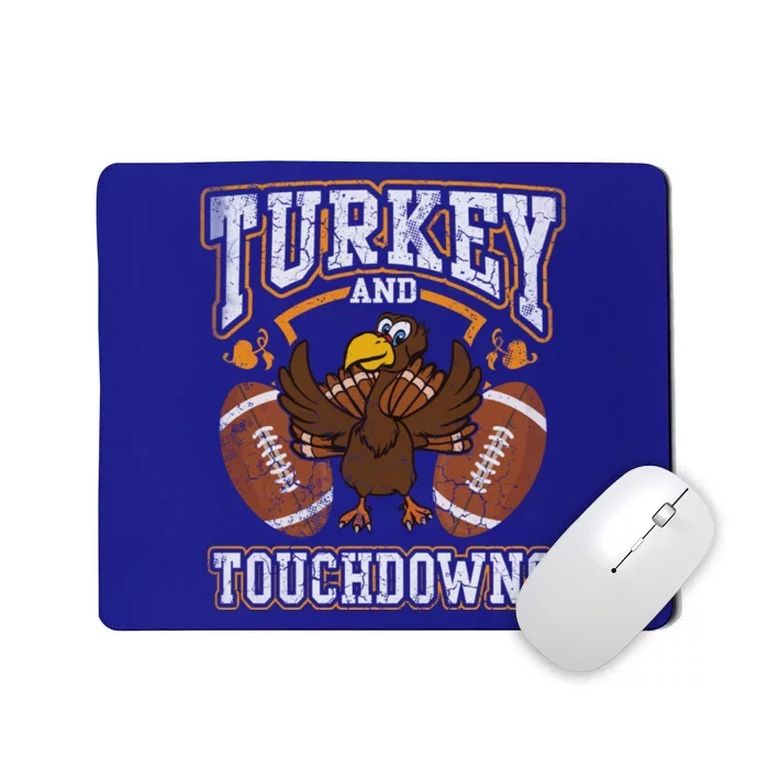 Thanksgiving Turkey And Touchdowns Football Gift Mousepad