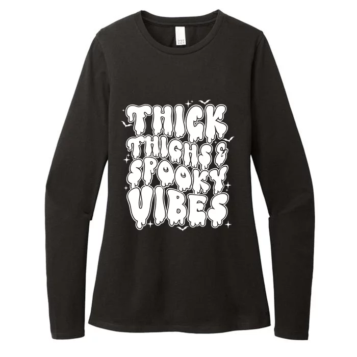 Thick Thighs And Spooky Vibes Gift Retro Vintage Halloween Gift Womens CVC Long Sleeve Shirt