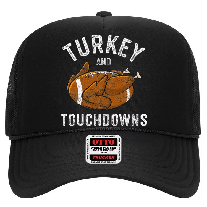 Thanksgiving Turkey And Touchdowns Football High Crown Mesh Trucker Hat