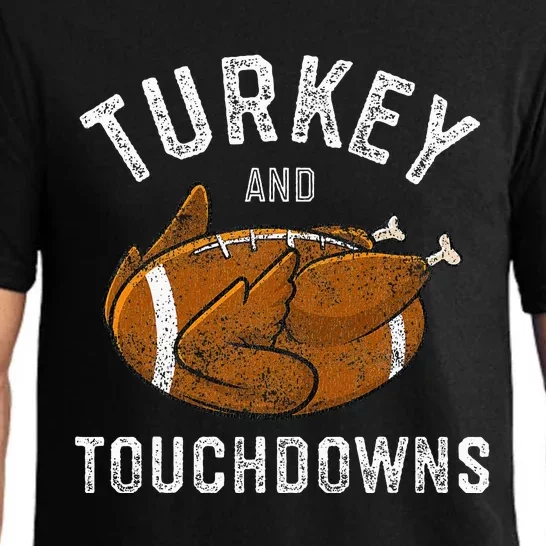 Thanksgiving Turkey And Touchdowns Football Pajama Set