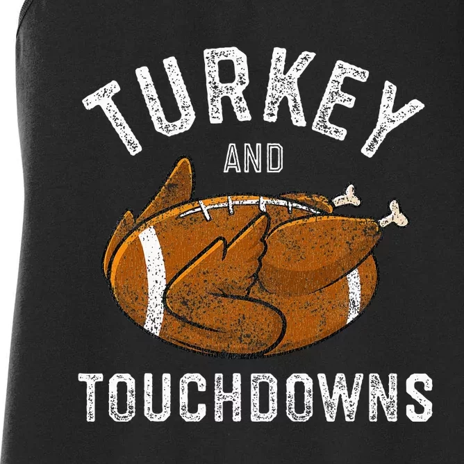 Thanksgiving Turkey And Touchdowns Football Women's Racerback Tank