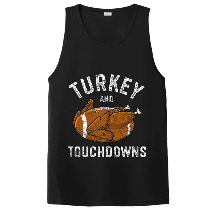 Thanksgiving Turkey And Touchdowns Football Performance Tank