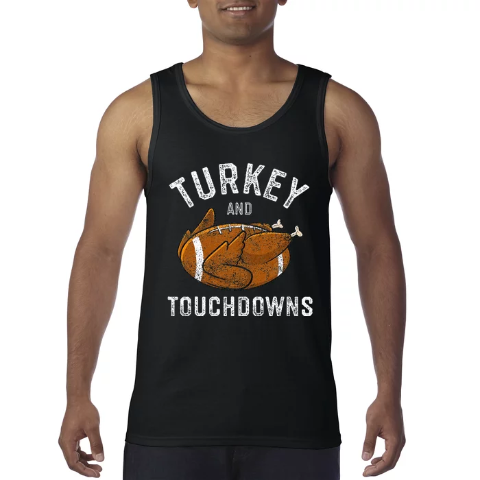 Thanksgiving Turkey And Touchdowns Football Tank Top