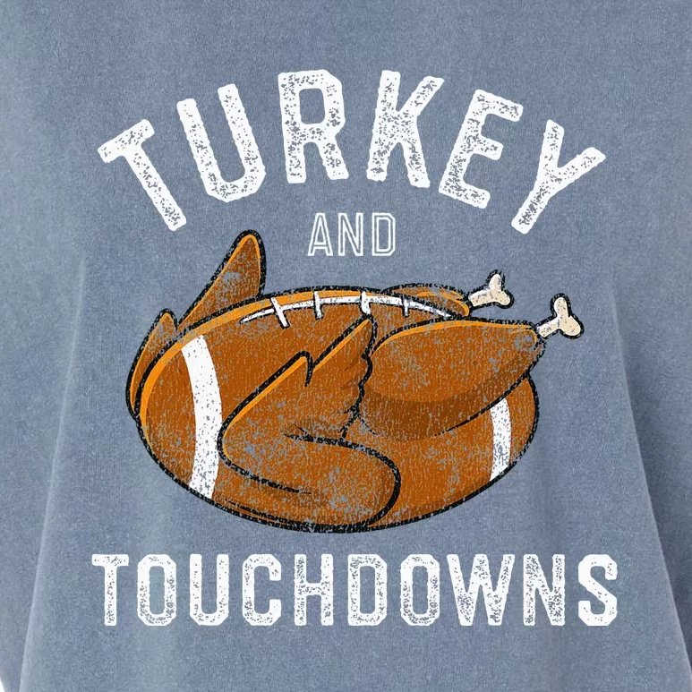 Thanksgiving Turkey And Touchdowns Football Garment-Dyed Women's Muscle Tee