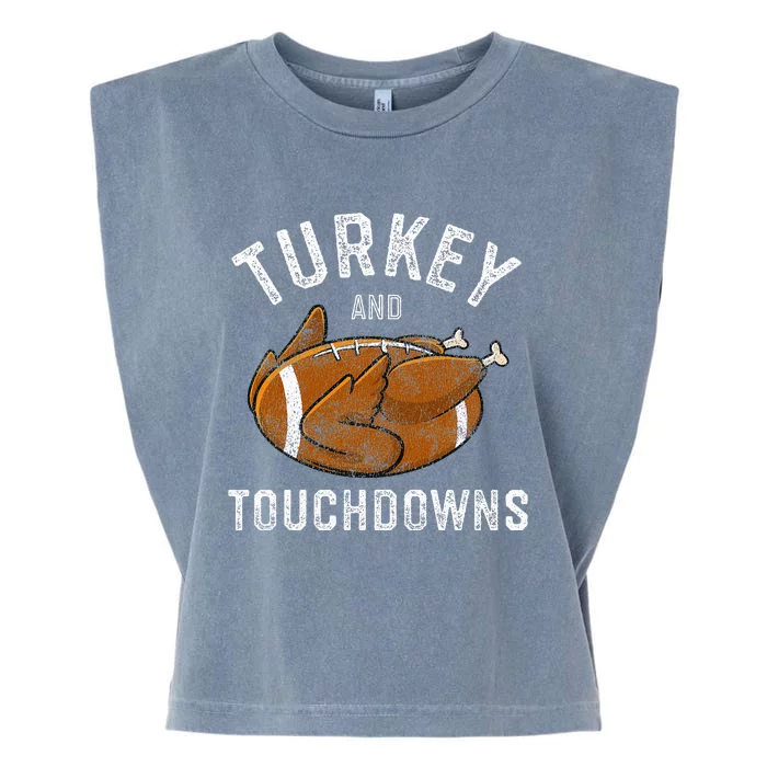 Thanksgiving Turkey And Touchdowns Football Garment-Dyed Women's Muscle Tee