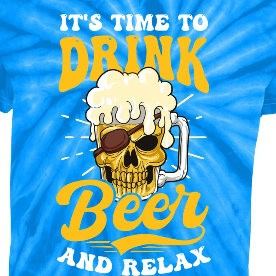 Time To And Relax Design Bbq Beer Freedom Cool Gift Kids Tie-Dye T-Shirt