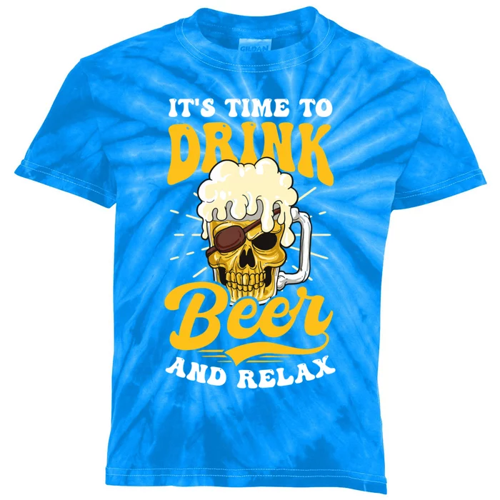 Time To And Relax Design Bbq Beer Freedom Cool Gift Kids Tie-Dye T-Shirt