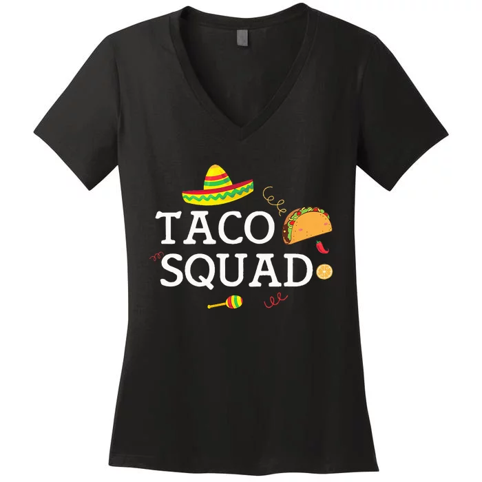 Taco Tuesday Apparel Taco Squad Women's V-Neck T-Shirt