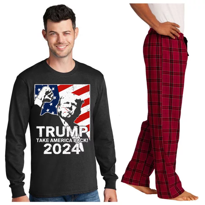 Trump Take America Back 2024 Rally Fight Fist Supporters Long Sleeve Pajama Set