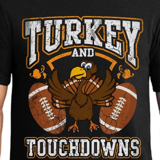 Thanksgiving Turkey And Touchdowns Football Pajama Set