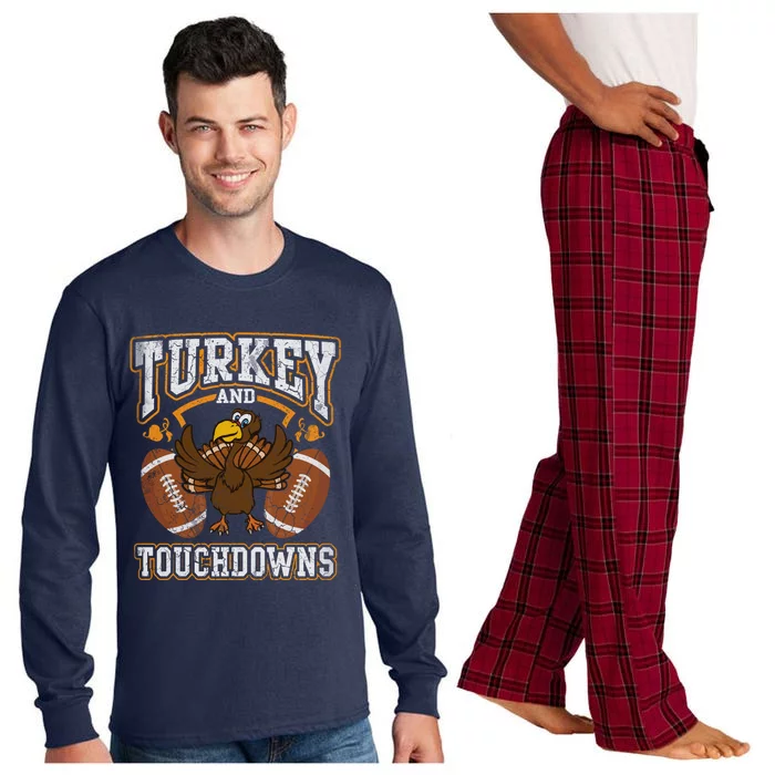 Thanksgiving Turkey And Touchdowns Football Long Sleeve Pajama Set