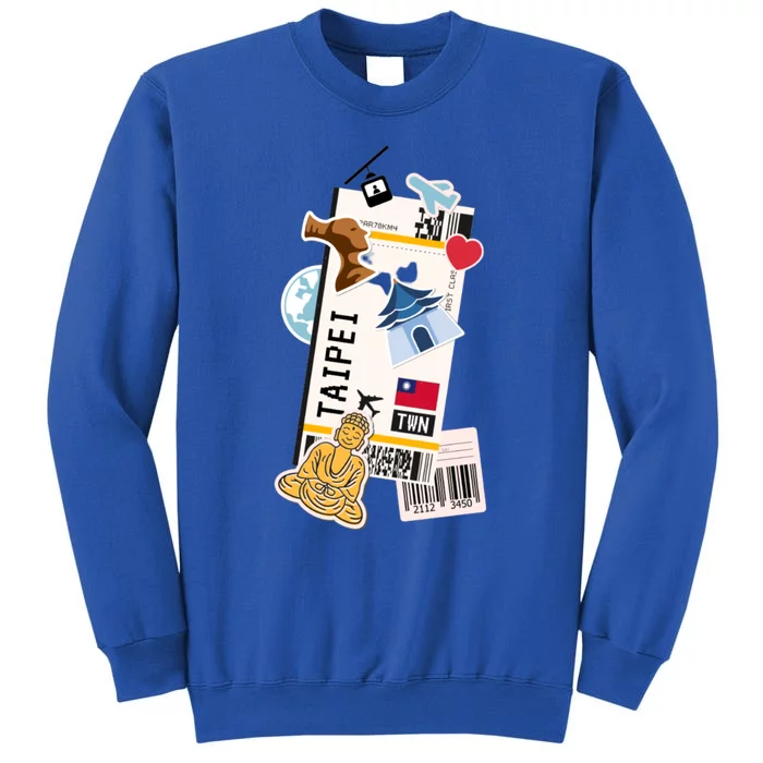 Taipei Taiwan Boarding Plane Airplane Ticket Travel Gift Tall Sweatshirt