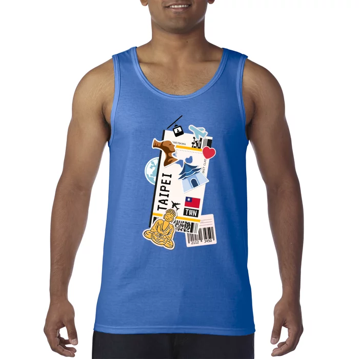 Taipei Taiwan Boarding Plane Airplane Ticket Travel Gift Tank Top