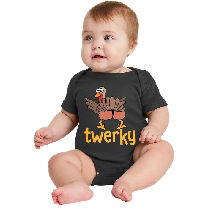 Twerky Turkey Butt Funny Thanksgiving Baby Bodysuit