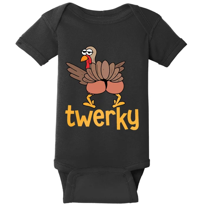 Twerky Turkey Butt Funny Thanksgiving Baby Bodysuit