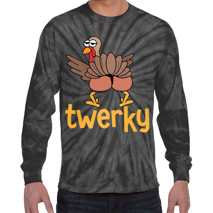 Twerky Turkey Butt Funny Thanksgiving Tie-Dye Long Sleeve Shirt