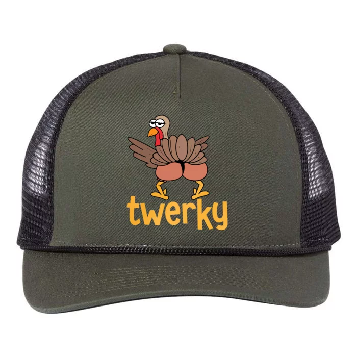 Twerky Turkey Butt Funny Thanksgiving Retro Rope Trucker Hat Cap