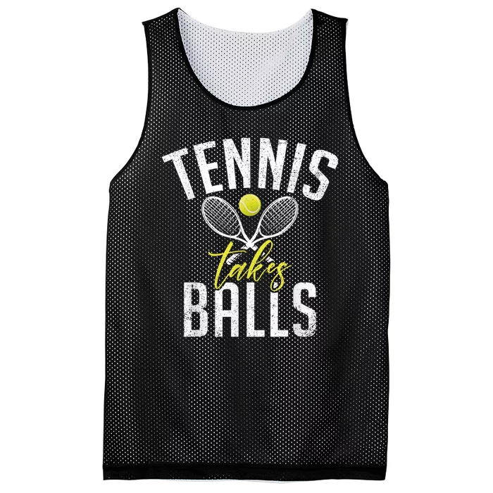 Tennis Takes Balls Funny Tennis Lover Mesh Reversible Basketball Jersey Tank