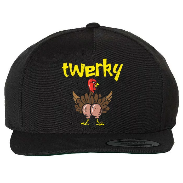 Twerky Turkey Butt Funny Thanksgiving Twerk Dance Pun Gift Wool Snapback Cap