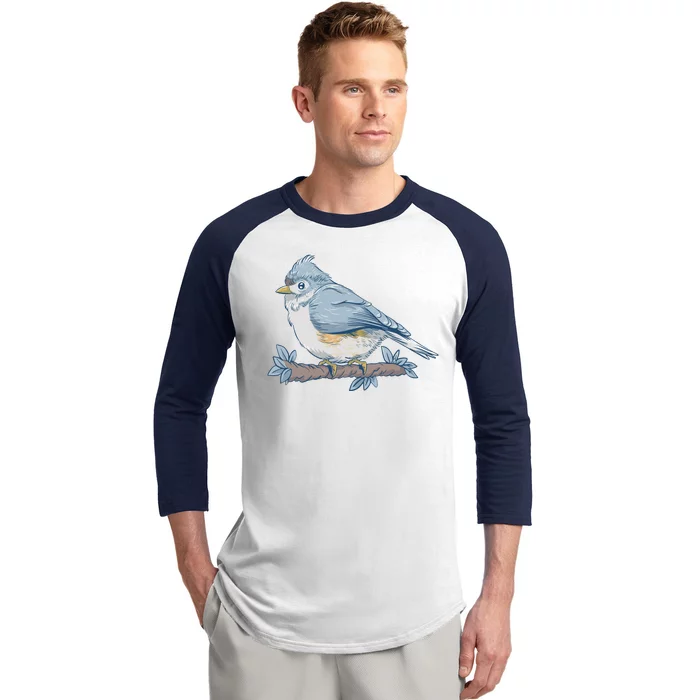 Tufted Titmouse Bird Cute Gift Baseball Sleeve Shirt