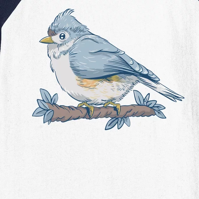 Tufted Titmouse Bird Cute Gift Baseball Sleeve Shirt