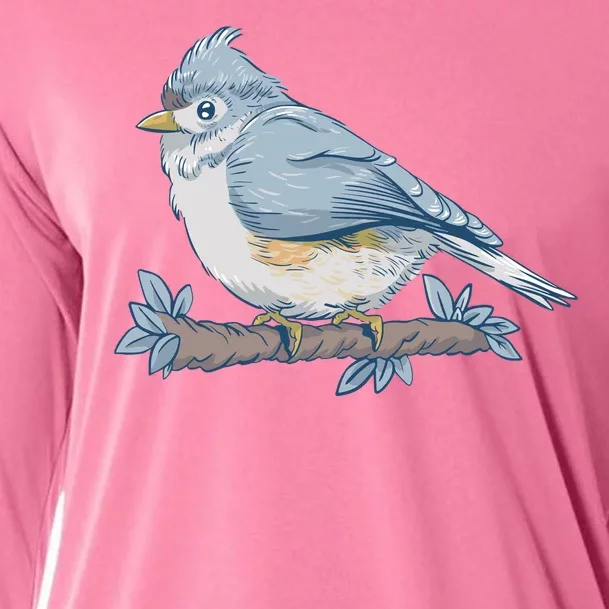 Tufted Titmouse Bird Cute Gift Cooling Performance Long Sleeve Crew