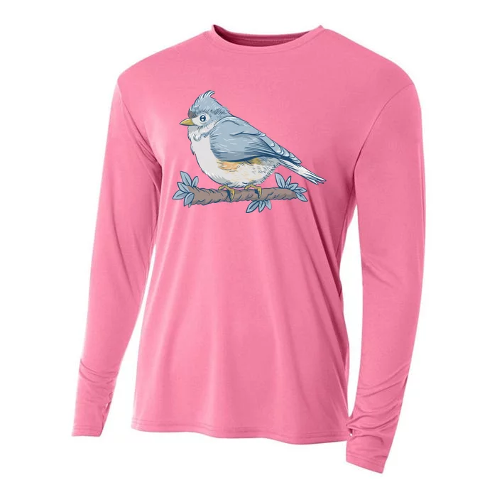 Tufted Titmouse Bird Cute Gift Cooling Performance Long Sleeve Crew