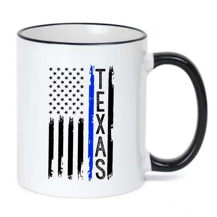 Texas Thin Blue Line Flag Police Design Black Color Changing Mug