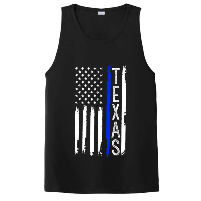 Texas Thin Blue Line Flag Police Design Performance Tank