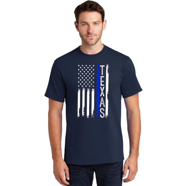 Texas Thin Blue Line Flag Police Design Tall T-Shirt