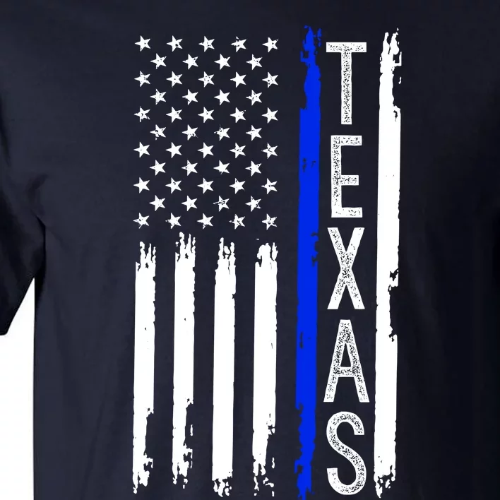 Texas Thin Blue Line Flag Police Design Tall T-Shirt