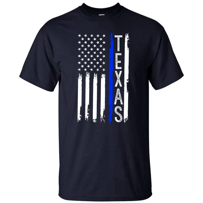 Texas Thin Blue Line Flag Police Design Tall T-Shirt