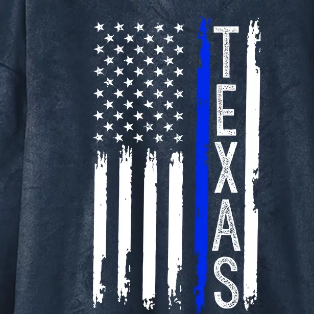 Texas Thin Blue Line Flag Police Design Hooded Wearable Blanket