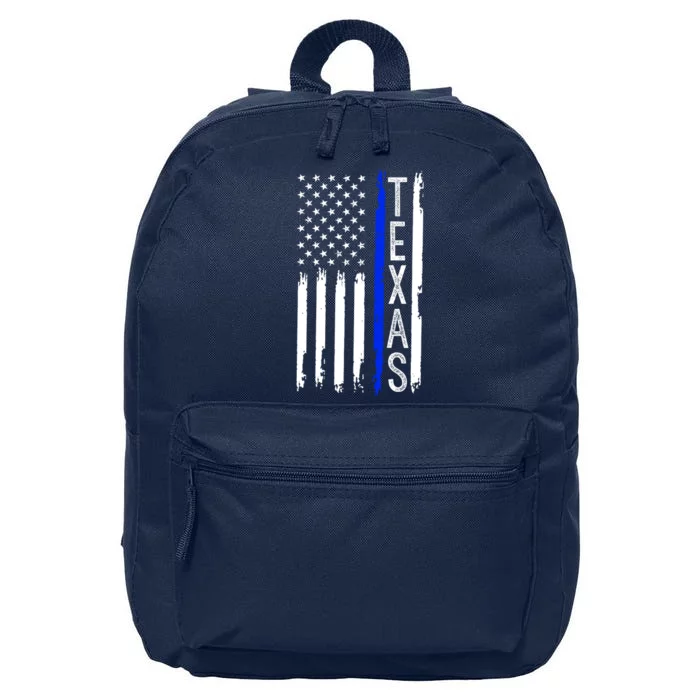 Texas Thin Blue Line Flag Police Design 16 in Basic Backpack