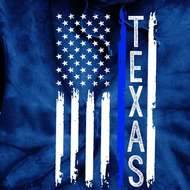 Texas Thin Blue Line Flag Police Design Tie Dye Hoodie