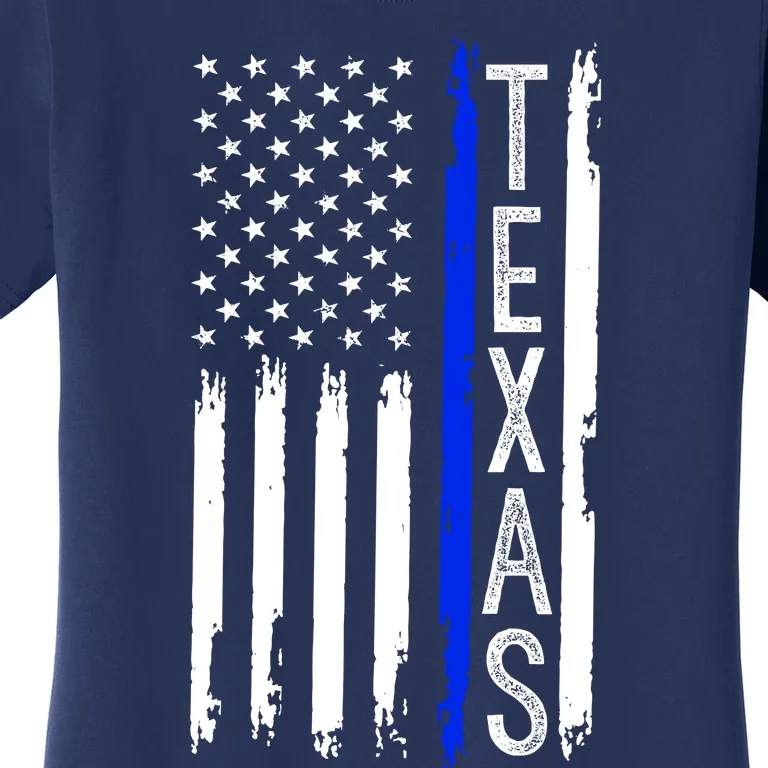 Texas Thin Blue Line Flag Police Design Women's T-Shirt