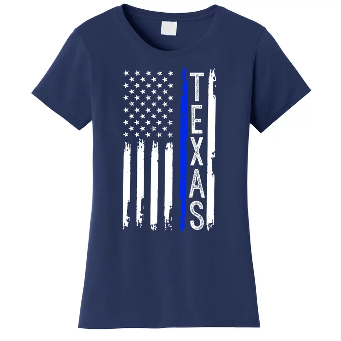 Texas Thin Blue Line Flag Police Design Women's T-Shirt