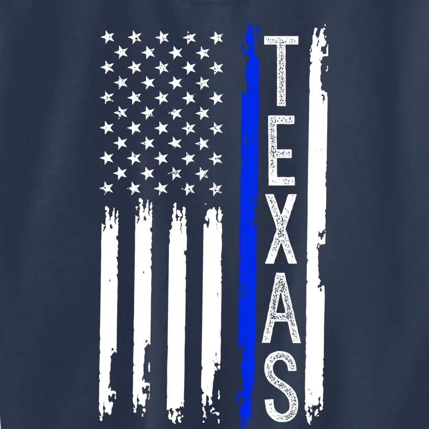 Texas Thin Blue Line Flag Police Design Kids Sweatshirt