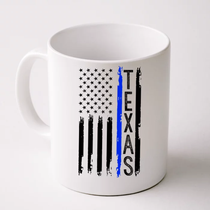 Texas Thin Blue Line Flag Police Design Front & Back Coffee Mug