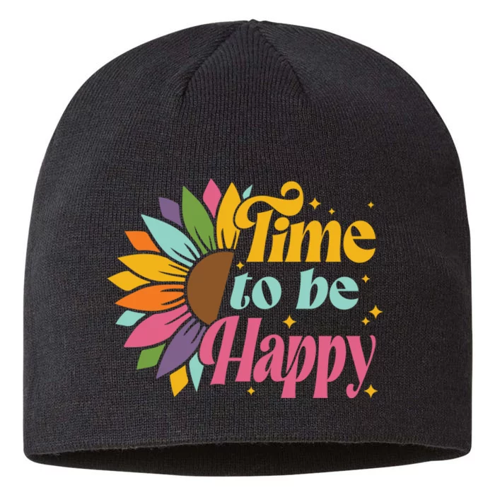 Time To Be Happy Colorful Sunflower 8 1/2in Sustainable Knit Beanie