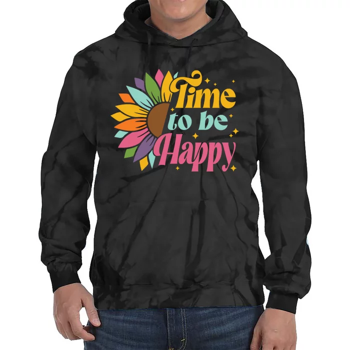 Time To Be Happy Colorful Sunflower Tie Dye Hoodie