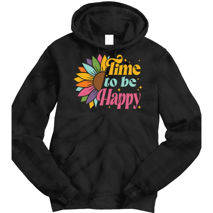 Time To Be Happy Colorful Sunflower Tie Dye Hoodie