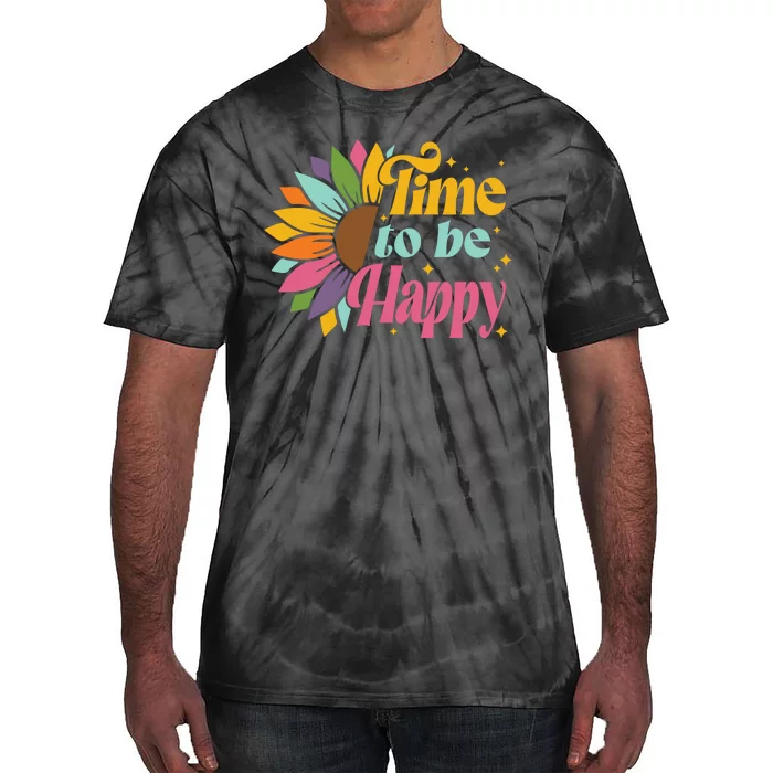 Time To Be Happy Colorful Sunflower Tie-Dye T-Shirt