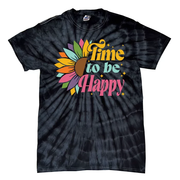 Time To Be Happy Colorful Sunflower Tie-Dye T-Shirt