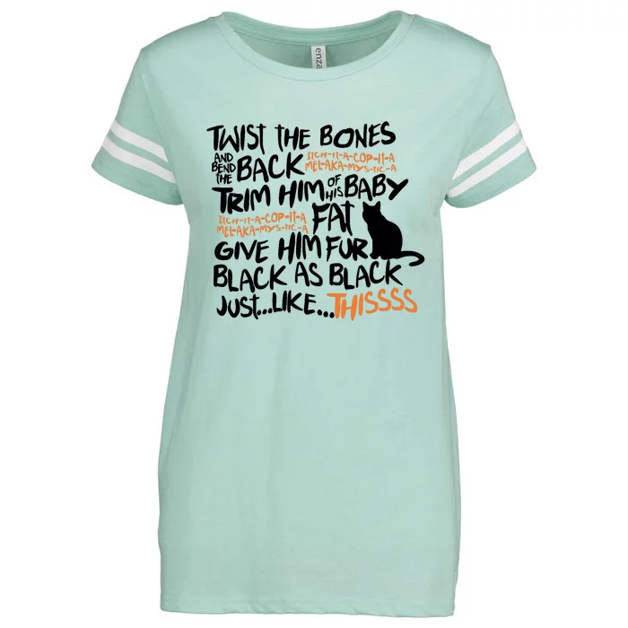 Twist The Bones Funny Halloween Black Cat Spooky Cat Enza Ladies Jersey Football T-Shirt