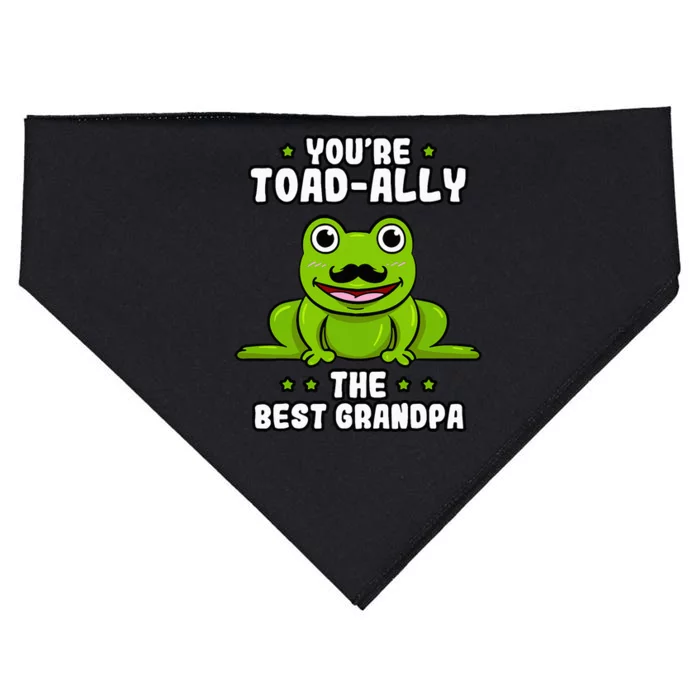 Toad-Ally The Best Grandpa Frog Lover Toad Grandfather USA-Made Doggie Bandana