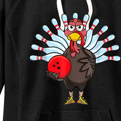 Thanksgiving Turkey Bowling Pin Matching Team Women's Fleece Hoodie