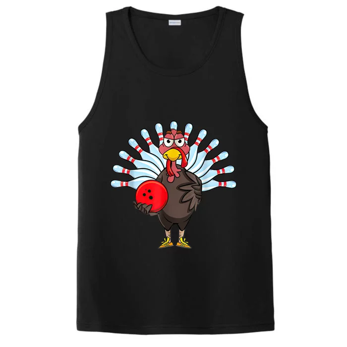 Thanksgiving Turkey Bowling Pin Matching Team Performance Tank