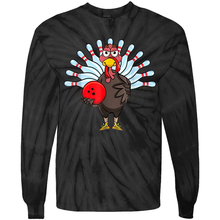 Thanksgiving Turkey Bowling Pin Matching Team Tie-Dye Long Sleeve Shirt