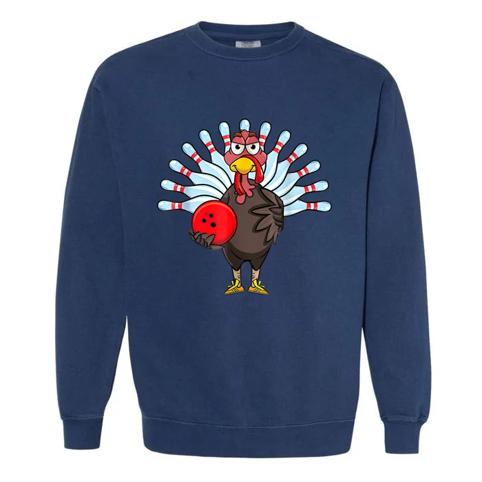 Thanksgiving Turkey Bowling Pin Matching Team Garment-Dyed Sweatshirt